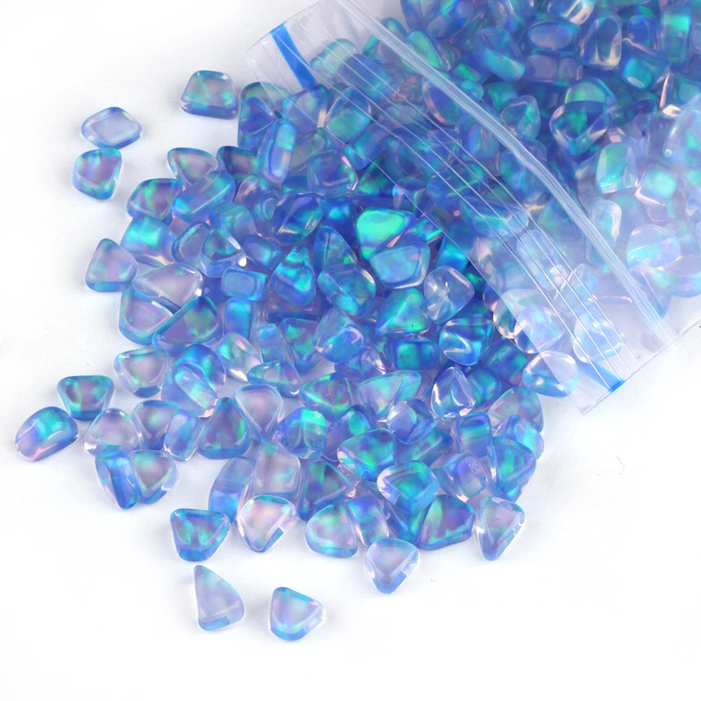 2023 Water Blue Green Stone Heat Process Irregular Synthetic Opal Resin Free 900 C Resistant Stone for Heat Blowing Decor