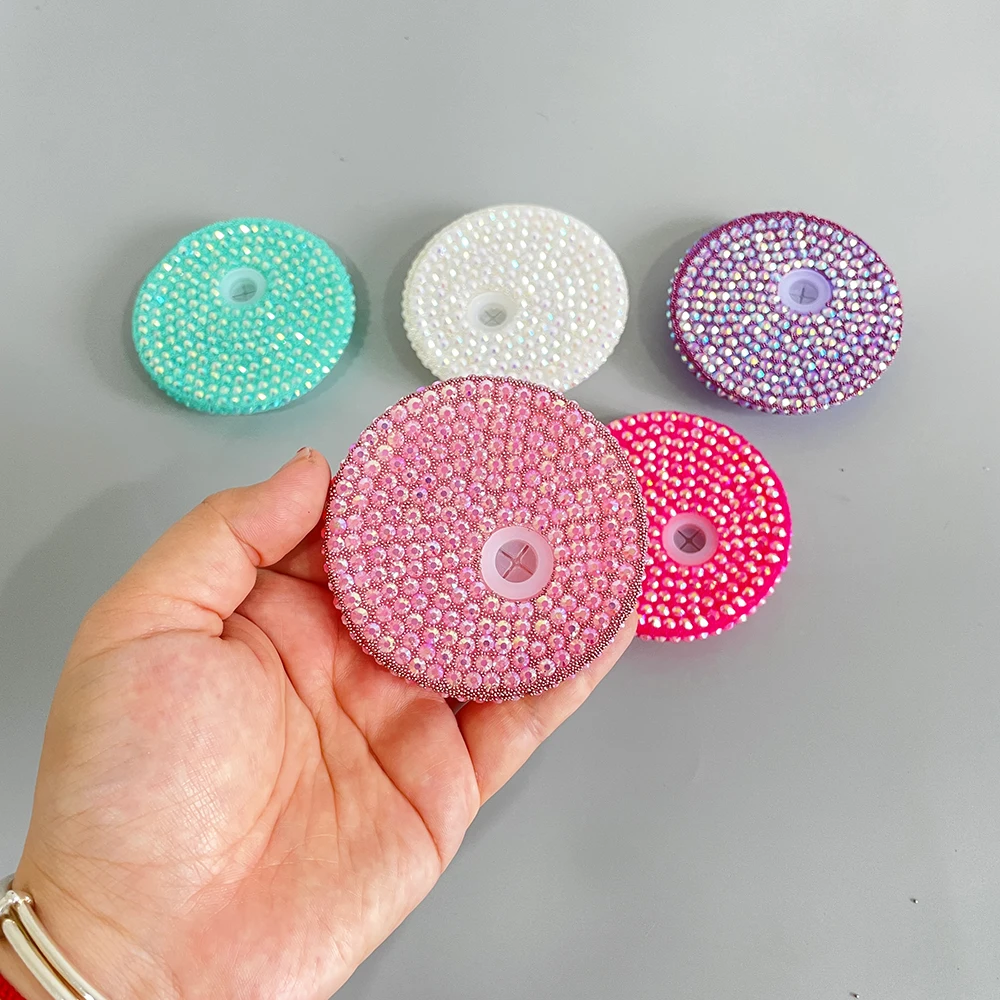 rhinestone bling Acrylic lids for 16oz 20oz glass can colorful shiny lid for 12oz 15oz double wall snow globe glass can