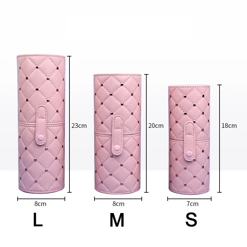 Customize private label makeup brush holder cosmetic case box tool leather material holder cylinder case