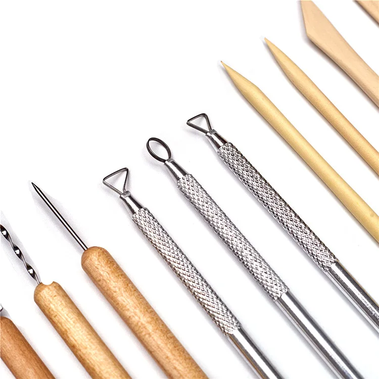 14pcs clay pottery making kit Pottery Clay Sculpting Professional Art Crafts Wooden Handle Modeling Ceramic Tool Kit