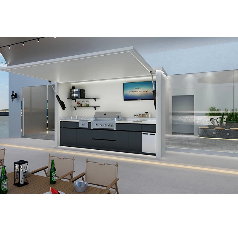 Full stainless steel outdoor kitchen bbq island with pizza oven/fridge/bbq grill