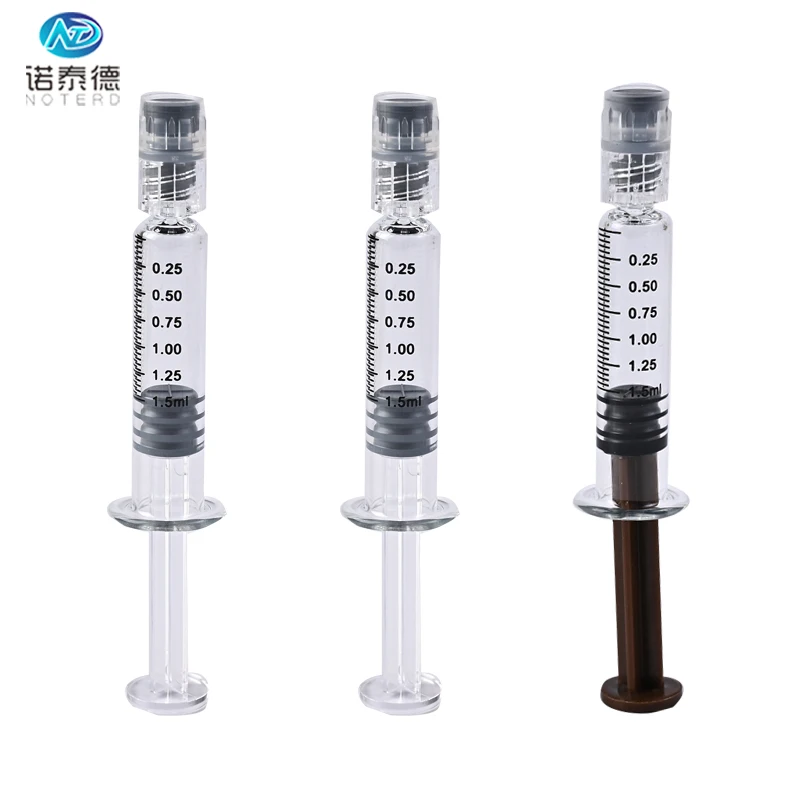 1.5ml 1 ml 2ml luer lock glass prefilled syringes packaging for distillate oil
