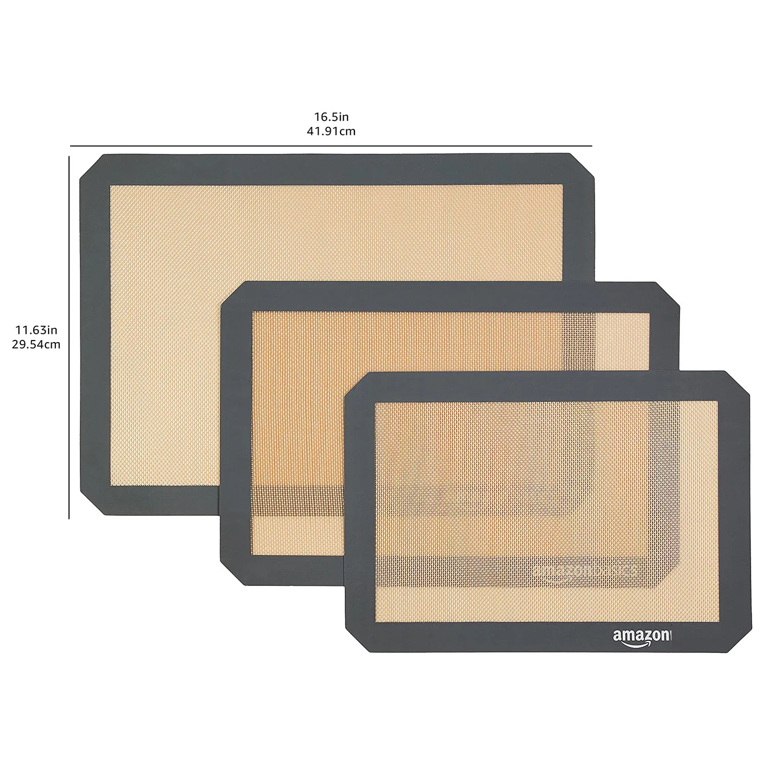Silicone  Mat - Set of 3 - Extra Thick Reusable Bakeware Mats for Cookies, Pastry, Bread, Bun, Fondant