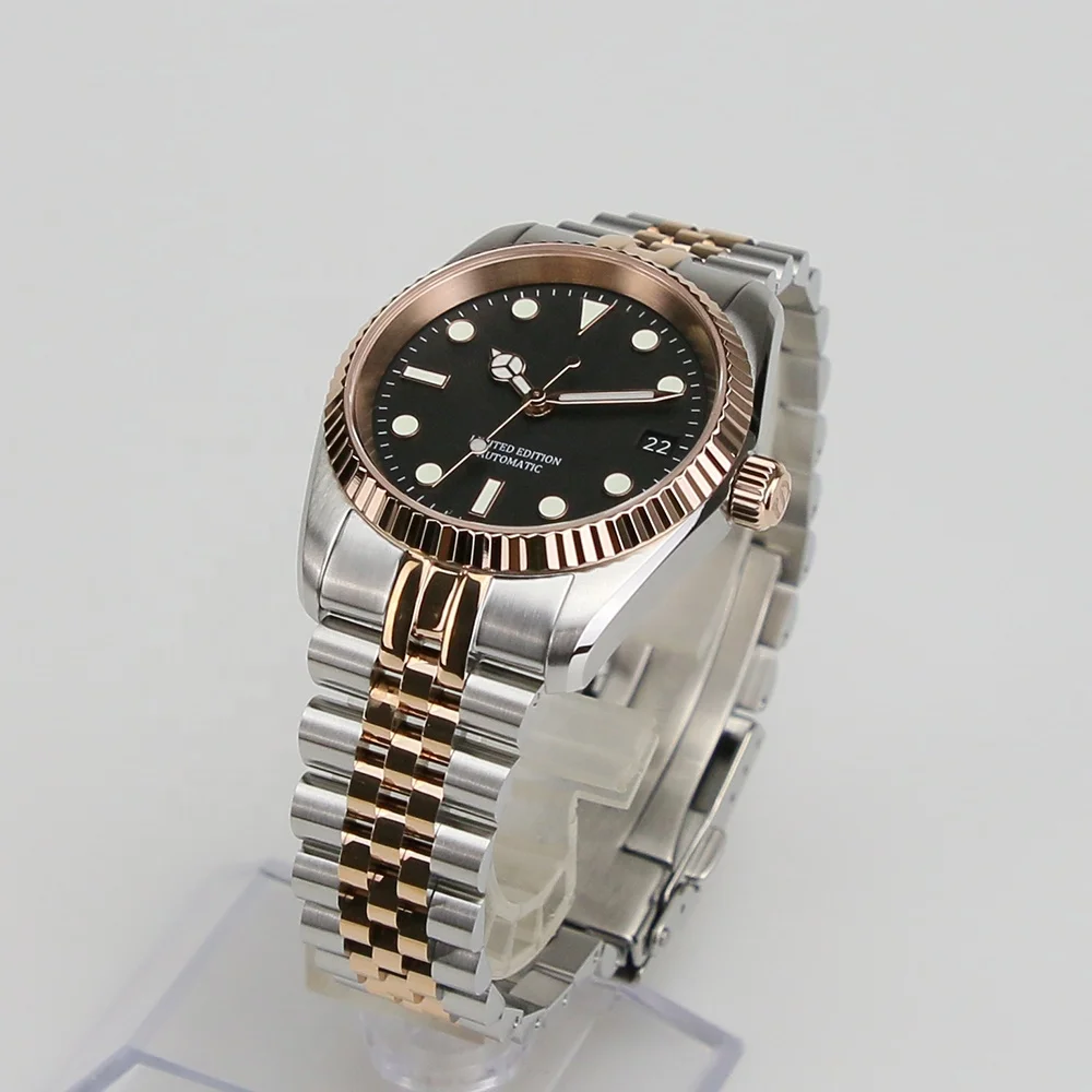 Newly 36mm 316L Stainless Steel Fit NH34  NH35 NH36 Movement With Flat Sapphire  Glass Concave Bezel Women Watch Case