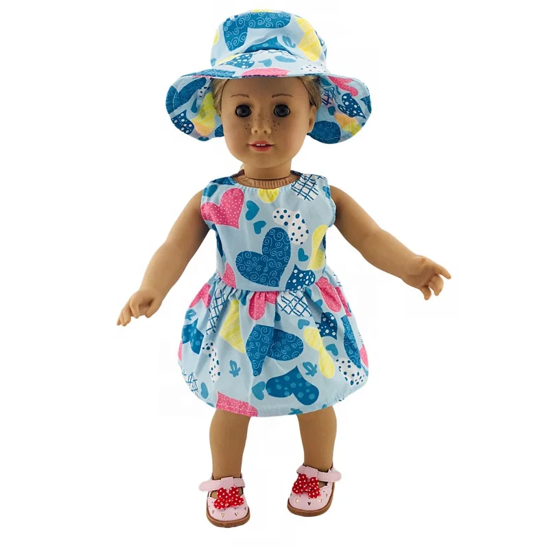 2022  daily different styles doll clothes 18 inch beautiful doll pink dress clothes with hat