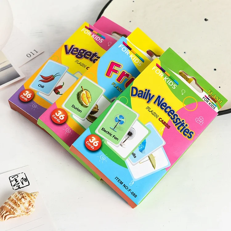 custom educational fruit vegetable daily necessities flash card sets for students