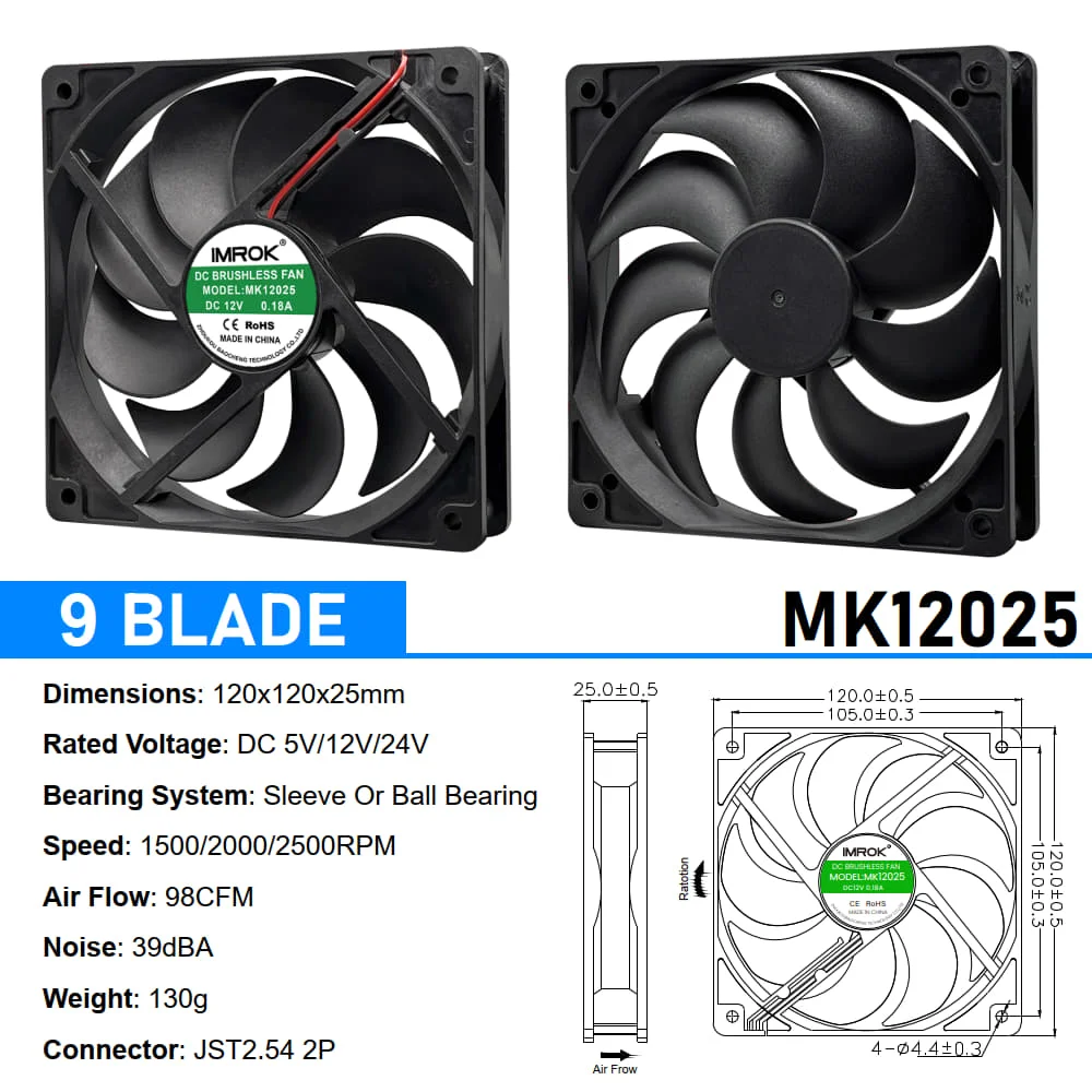 120x120x25mm fan dc 12v Silent Fans cooling brushless car 120mm axial flow cooling fan