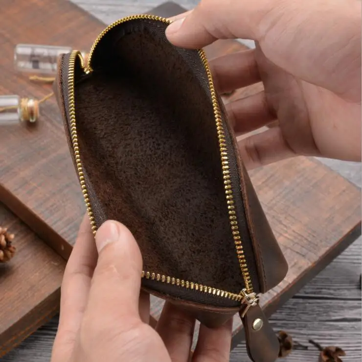 Индивидуальный пенал, высококачественный классический ретро пенал из натуральной кожи на молнии, чехол для карандашей