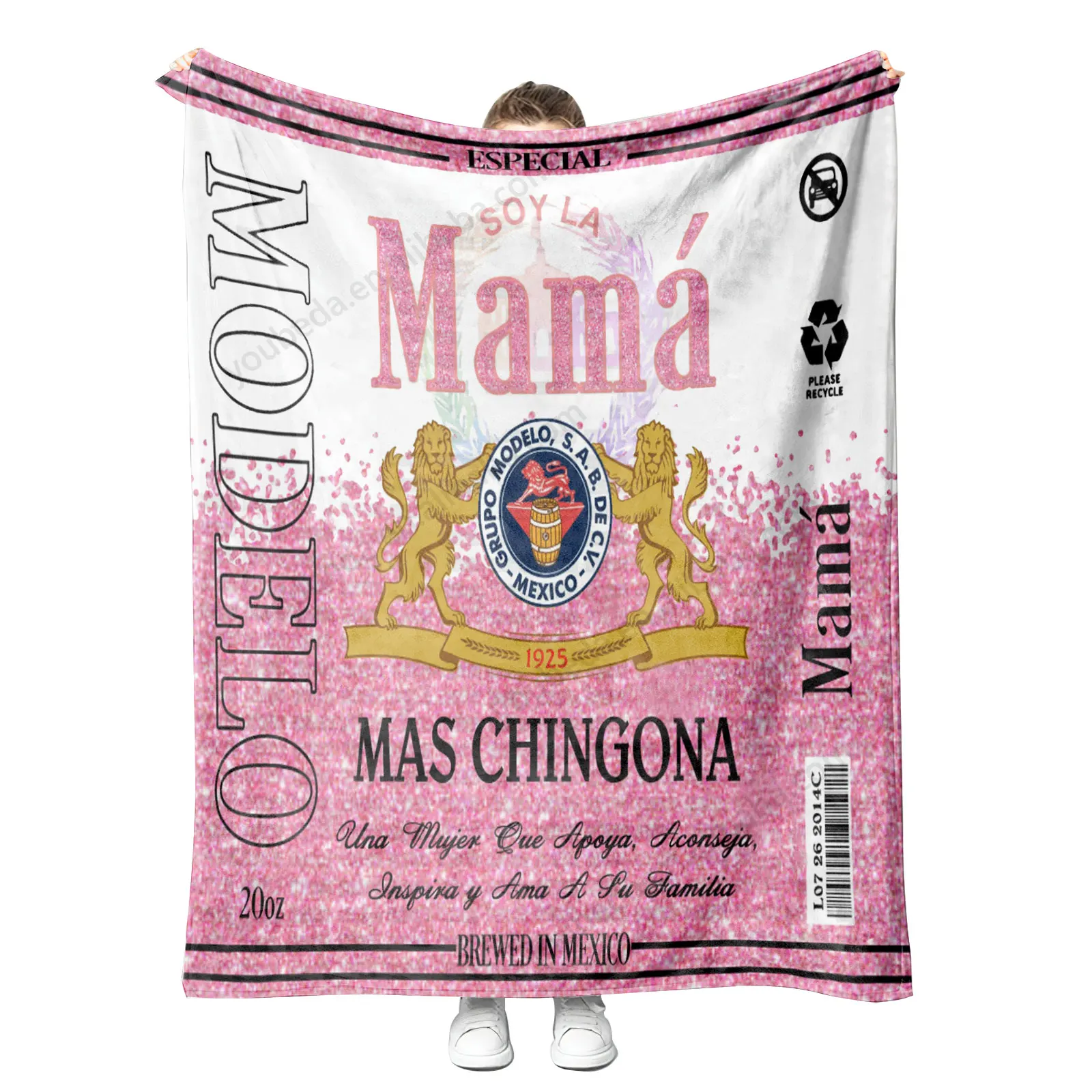 2024 Mom gift custom design Soy La Mama mas chingona vestido para mama de la novia printed flannel blanket