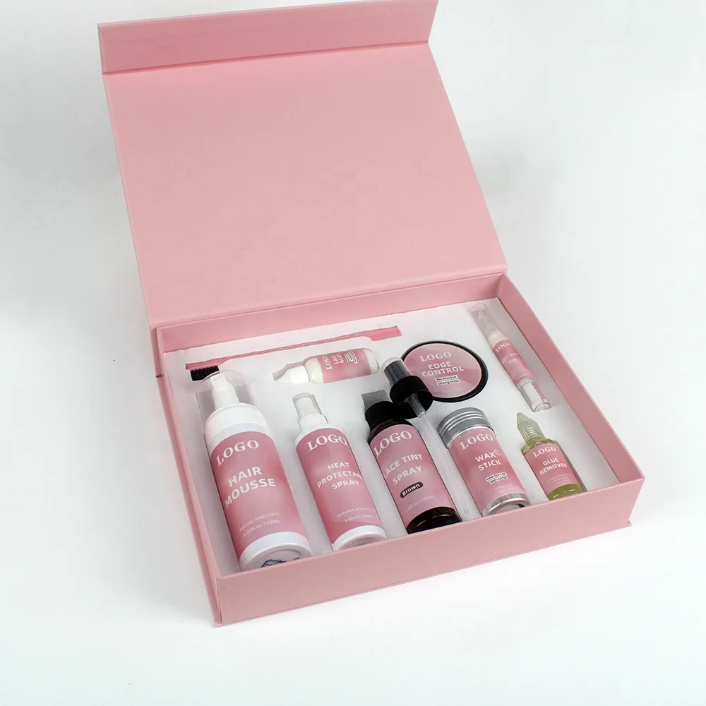 New Custom Logo Wig Install Boxes Waterproof Lace Glue Tint Spray Lace Wig Kit Private Label Strong Hold Lace Glue Kit
