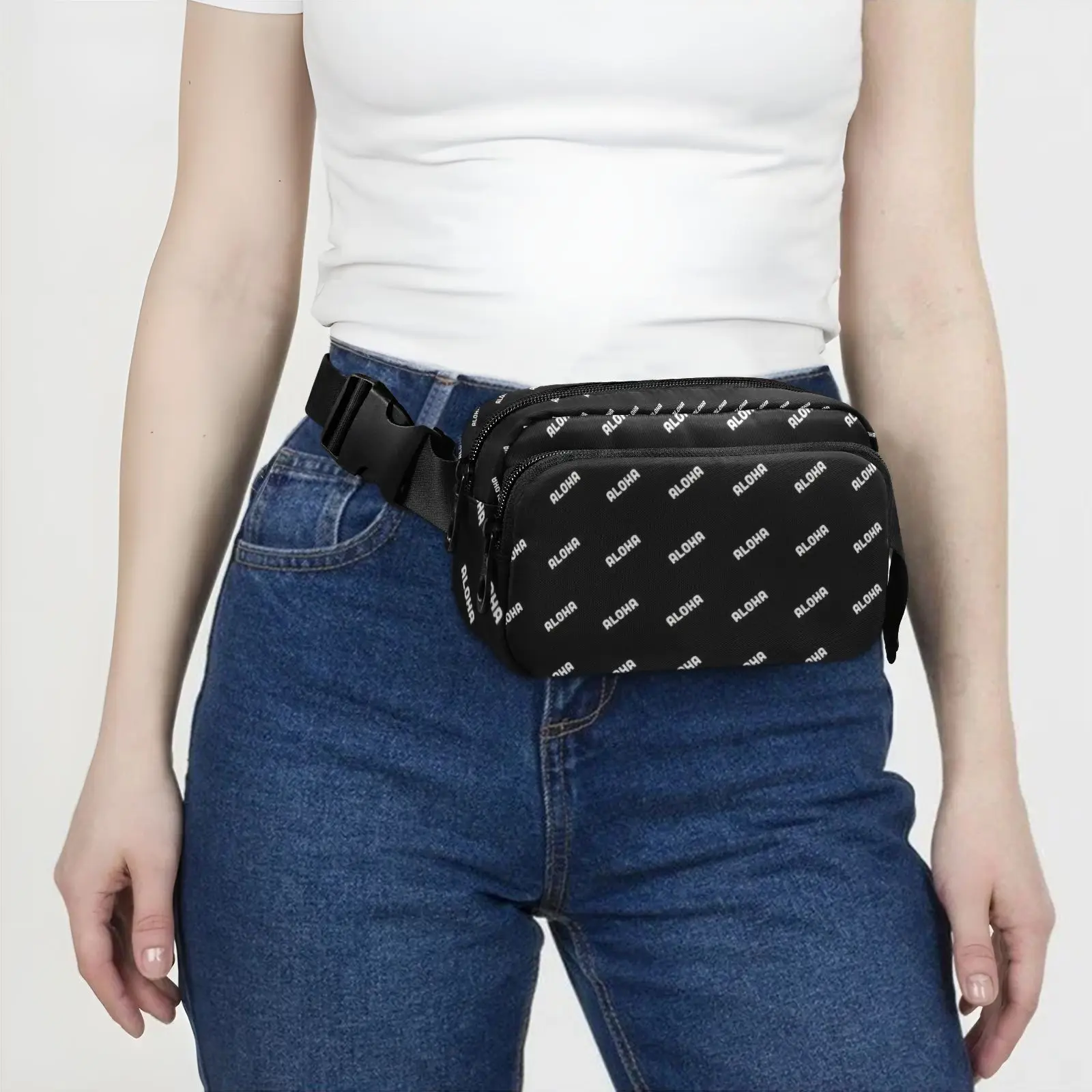 Hot Selling Aloha Custom Letter Waterproof Fabric Sports Running Women Fanny Pack Belt Waist Bag for Men