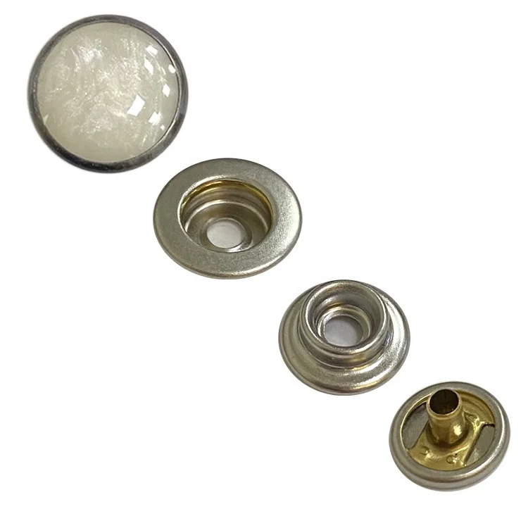 brass high quality no rust corrosion free lead nickle free washable four parts white crystal snap button pearl for clothing