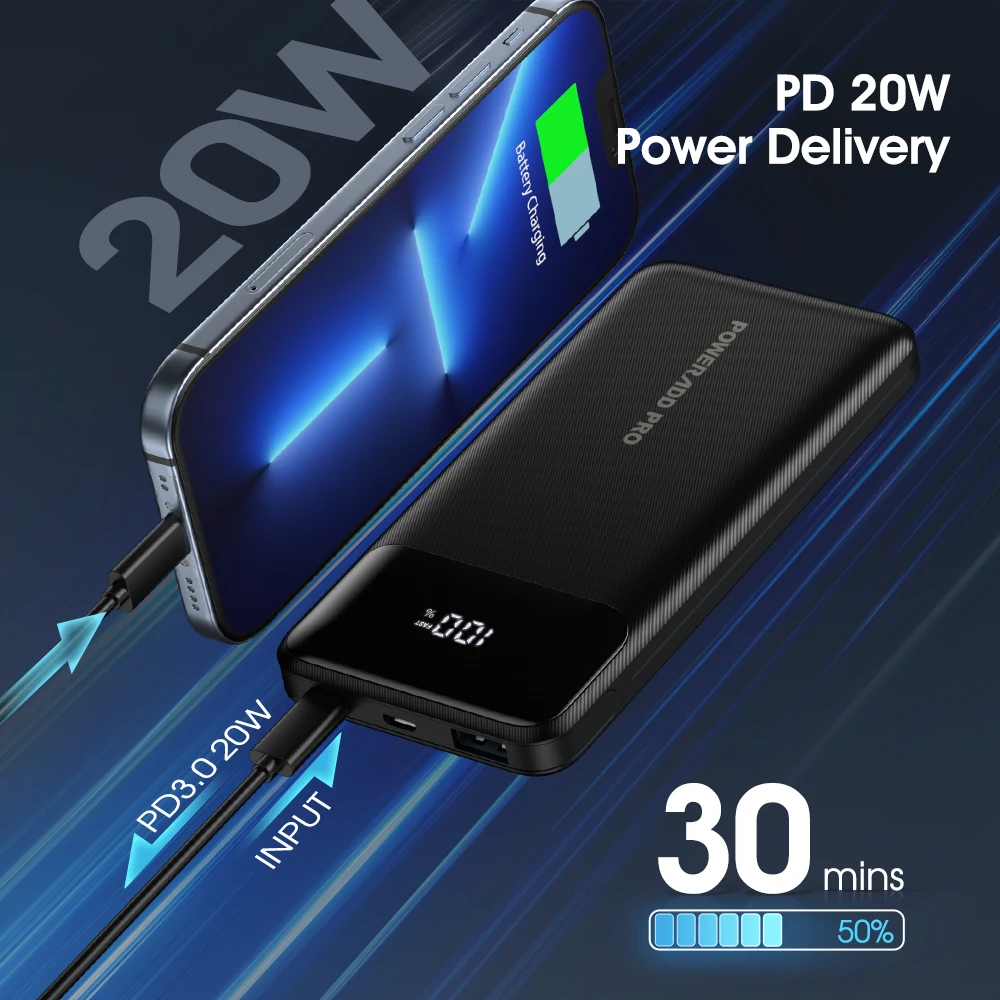 Customized Wholesale Slim USB C 10000mAh Power Banks Fast Charging Portable Charger Power Bank 10000mAh