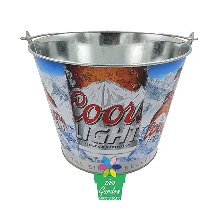 High quality beer bucket holds about 6 beers personalized logo metal wine bucket beer bucket with handle for party bar