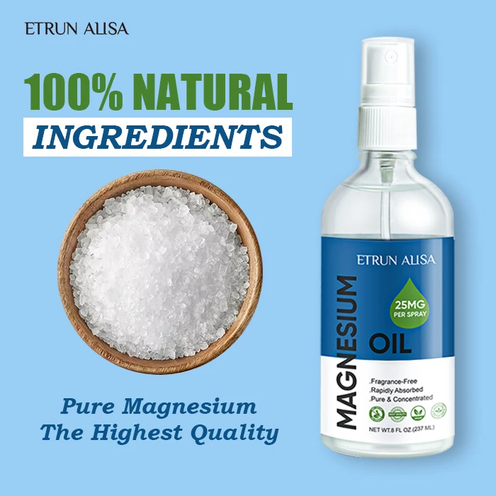 ETRUN ALISA Private Label Organic Foot Body Magnesium Oil Chloride Absorption Therapy Massage Pain Relief Body Oil
