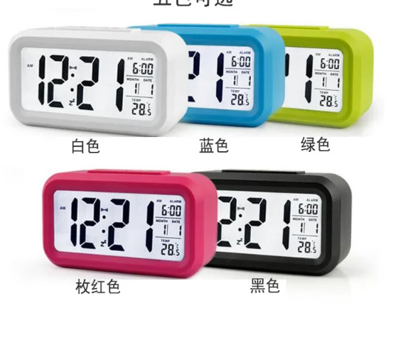 LED Digital Alarm Clock Electronic Smart Mute Clock Backlight Display Temperature & Calendar Snooze Function Alarm Clock