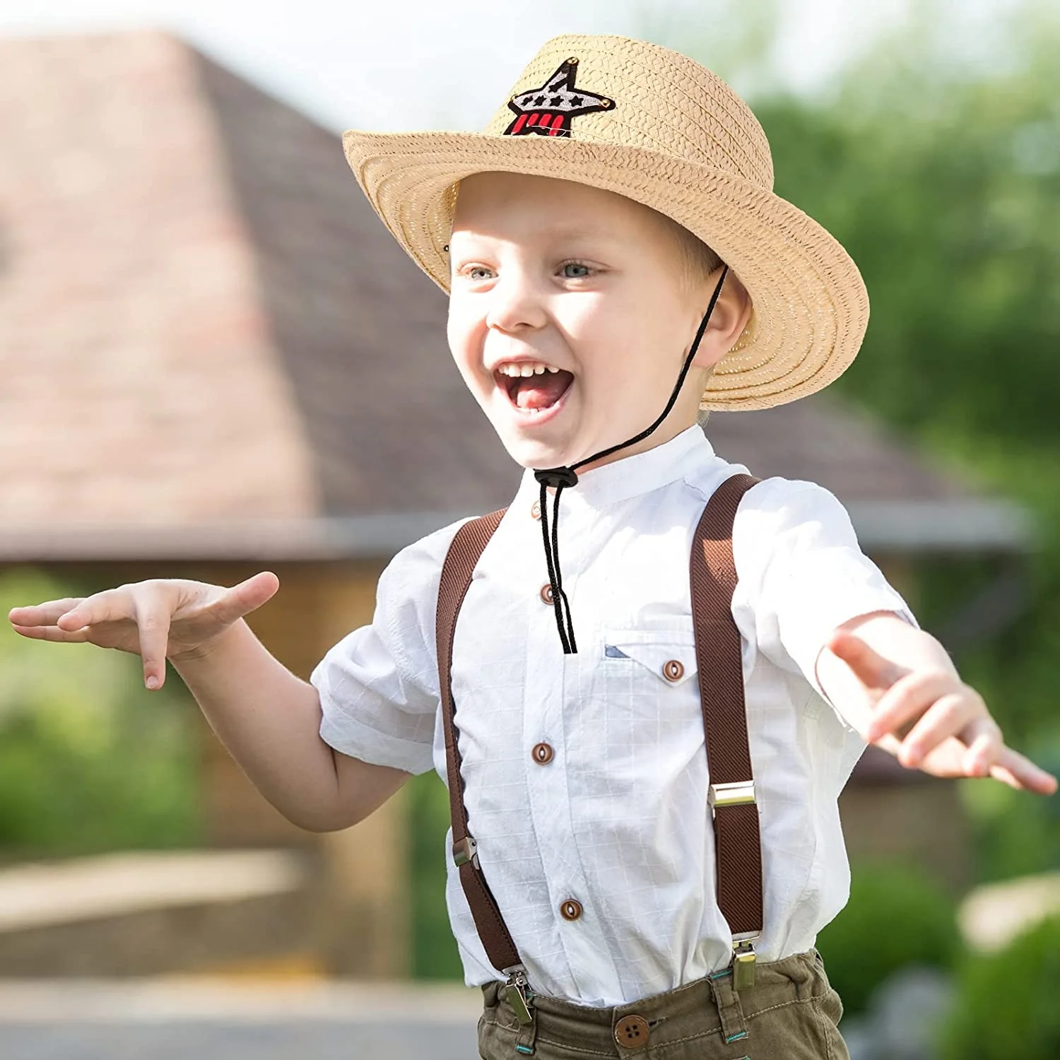 Cowboy Party Hats Kids Straw Hat with Pentagram Multicolor Child Strawl hats