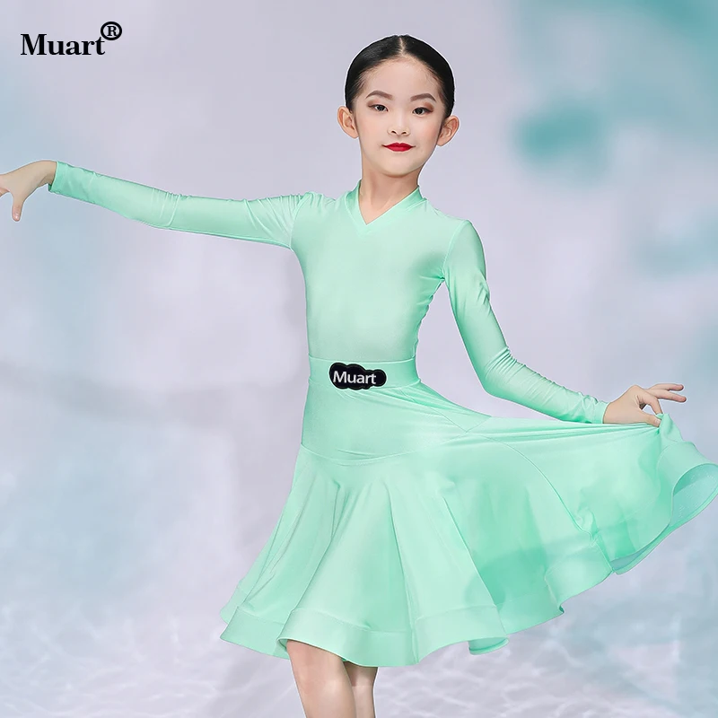 V-neck Latin square dance dress with long sleeves Competitive Dance Children Jazz Latin Dance wear Costumes