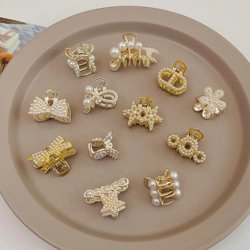 Wholesale Popular Rhinestone Pearl Hair Claw Wedding Fashion Crystal Hair Claws Geometric Alloy Hair Claw Clip