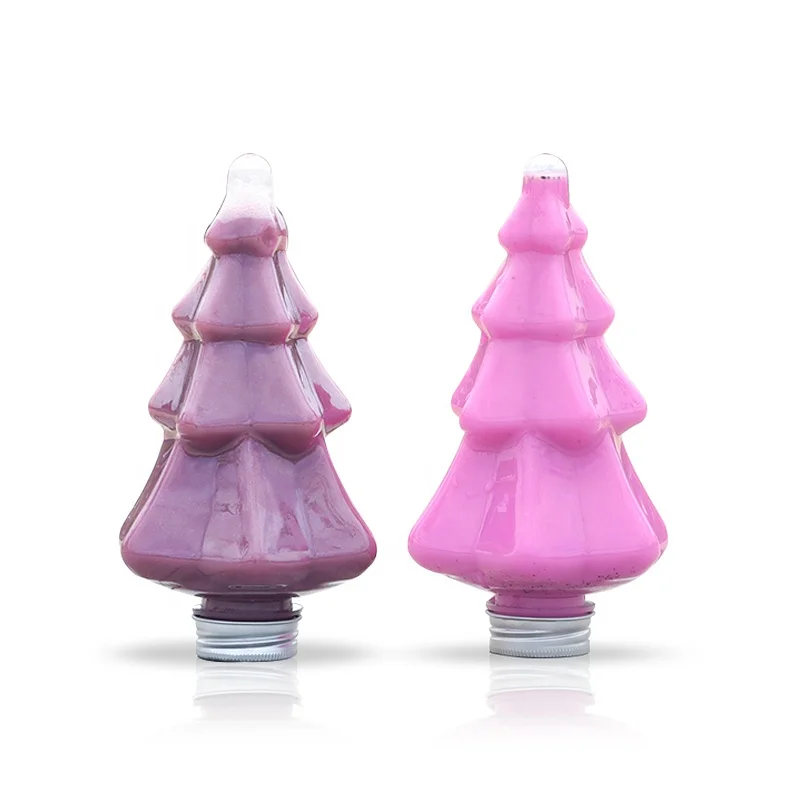 Christmas Tree Shape 400ml Plastic Honey Bottle Beverage Bottle For Milk Juice