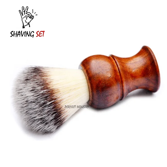 Rosewood Synthetic hair shaving brush Straight Razor and wooden shaving bowl set with custom log and packing