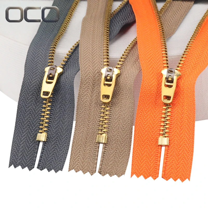 OCO Cremalleras de brass metal Color closed auto lock custom metal zip 3# zipper fashion metal zipper for jean