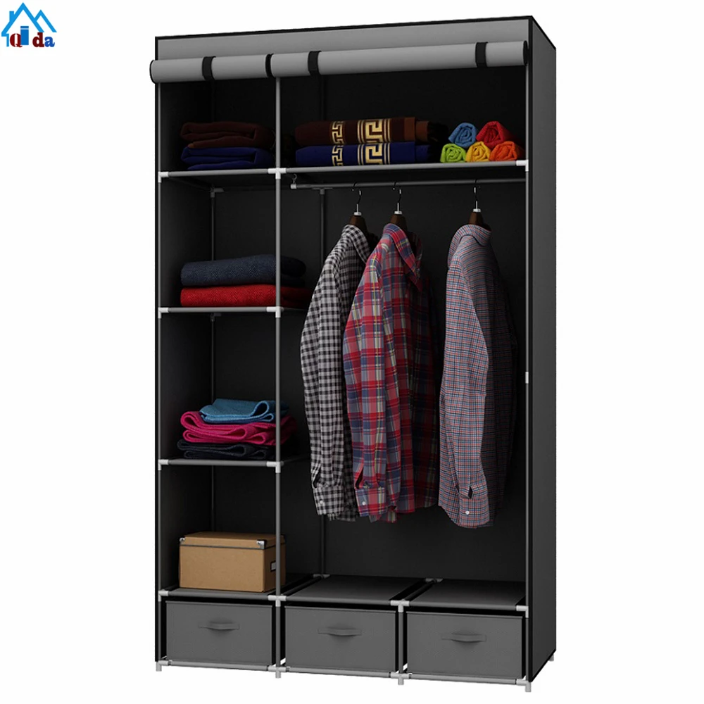 Home storage folding assemble fabric wardrobe non-woven household wardrobe