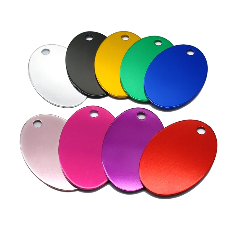 custom round anodized aluminium laser dog tags high quality engraved metal hanging pet tags nameplates blank dog tags