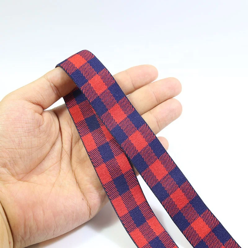Scottish Tartan Checked Pattern Jacquard Elastic Band Sustainable for Garments Bags Shoes Home Textiles