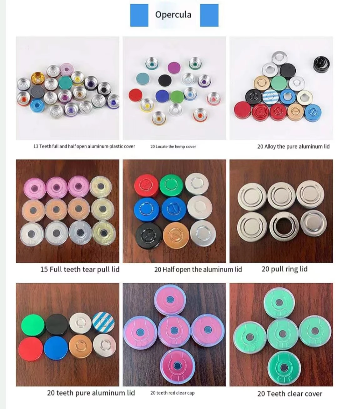 High Quality 13mm 20mm 32mm Silver Golden Customized Color Tear Off Cap Aluminium Foil Cap For Injection Molded Seal Glass Vial