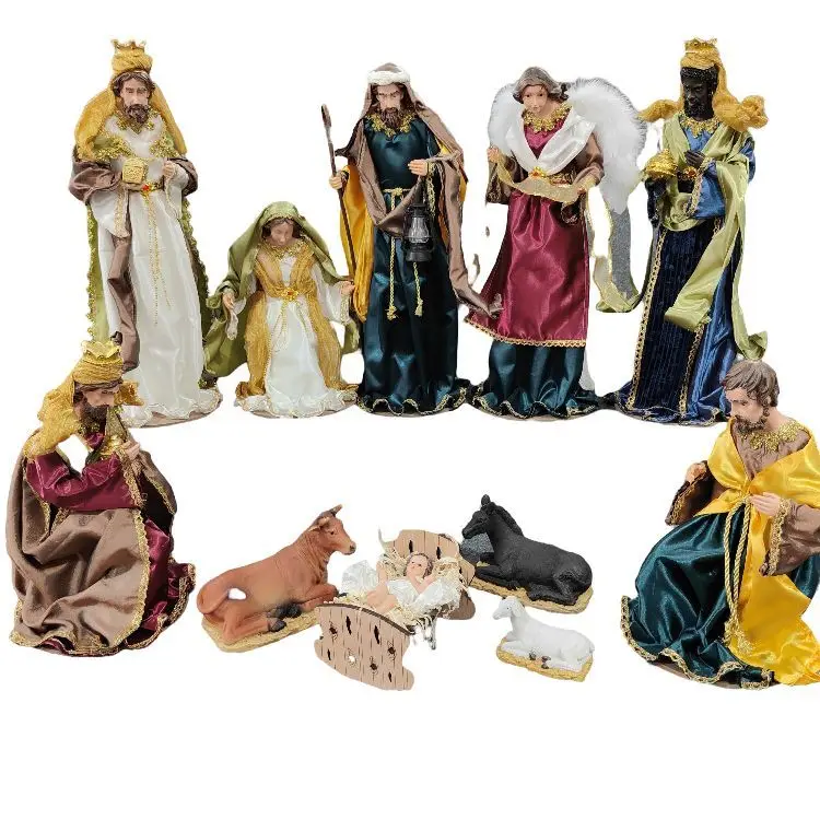 Modern Office Resin Sculpture 11 Piece Nativity Set Home Religious Figure Statue Decoration
