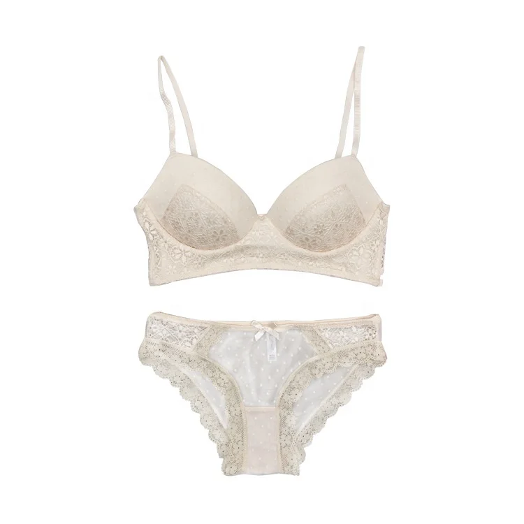 New Model Women Romantic French Style Bralette Set Push Up Embroidery Lace Bra Set for Girls