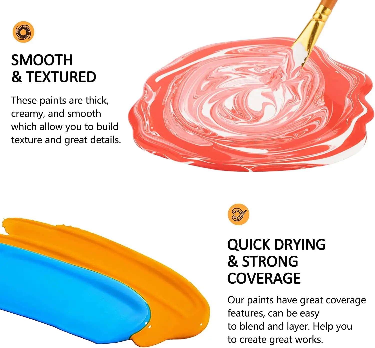 24 Colors 60ml/2oz Non-Toxic Waterproof Strong Coverage for Kids Adults Beginners Students Painting on Ceramic Acrylic Paint Set