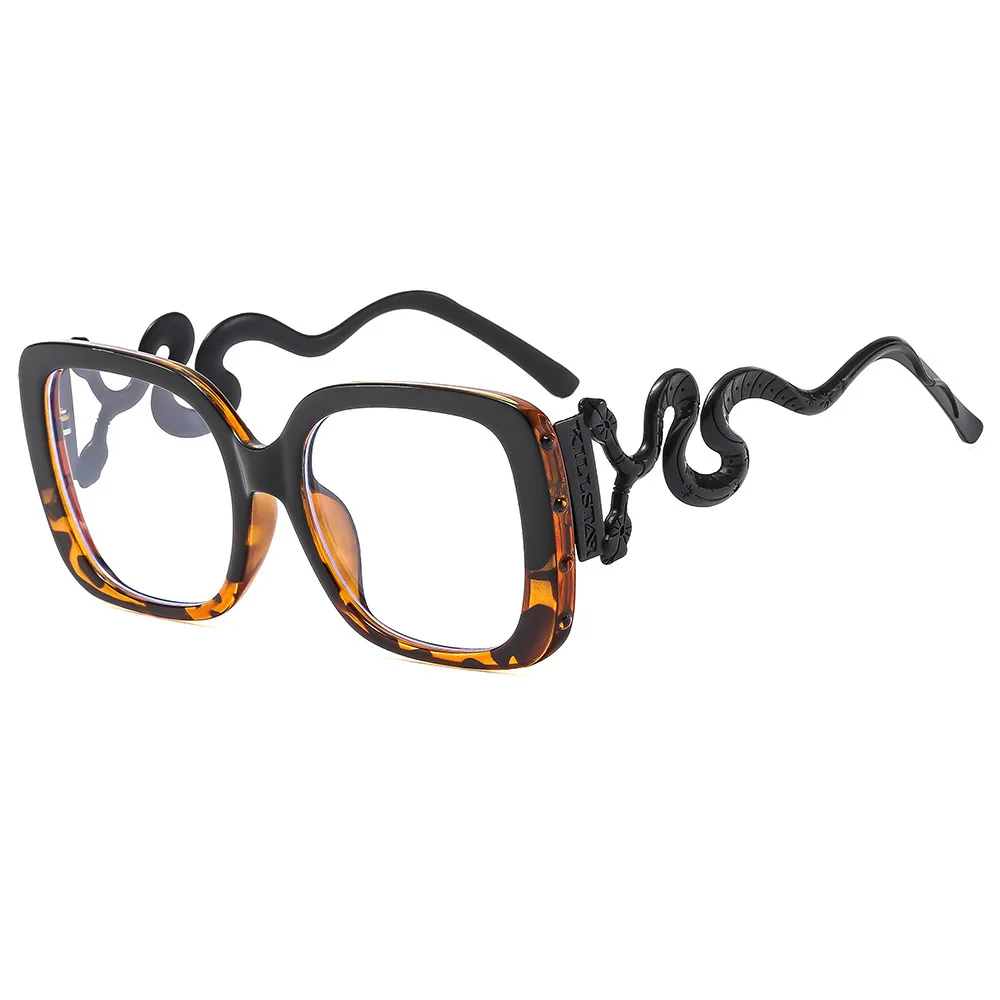 Unique snake frame Fashion luxury oversize large women glasses frame rectangle Square anti blue light computer glasses