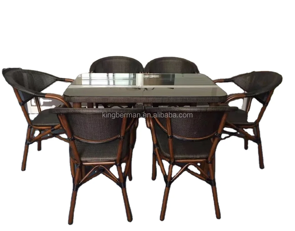 Hot Sale Outdoor Furniture Cheap Dining Table and 6 Chairs Used Restaurant Table and Chair
