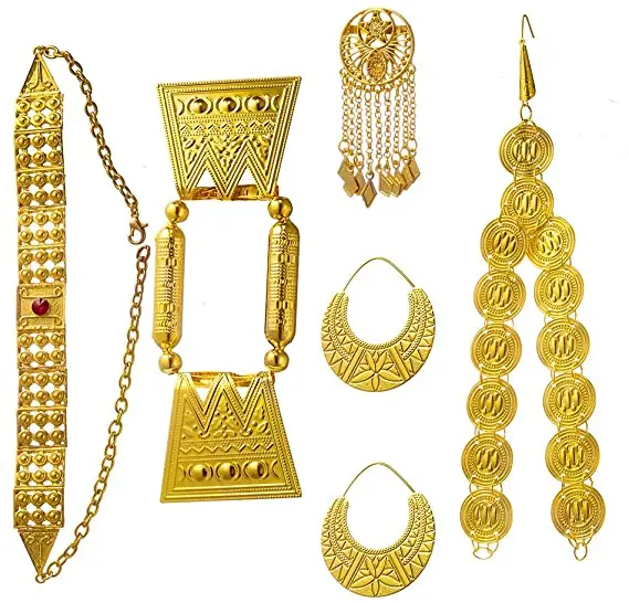 high quality  popular ethiopian gold color red stone women eritrean traditional wedding jewelry sets