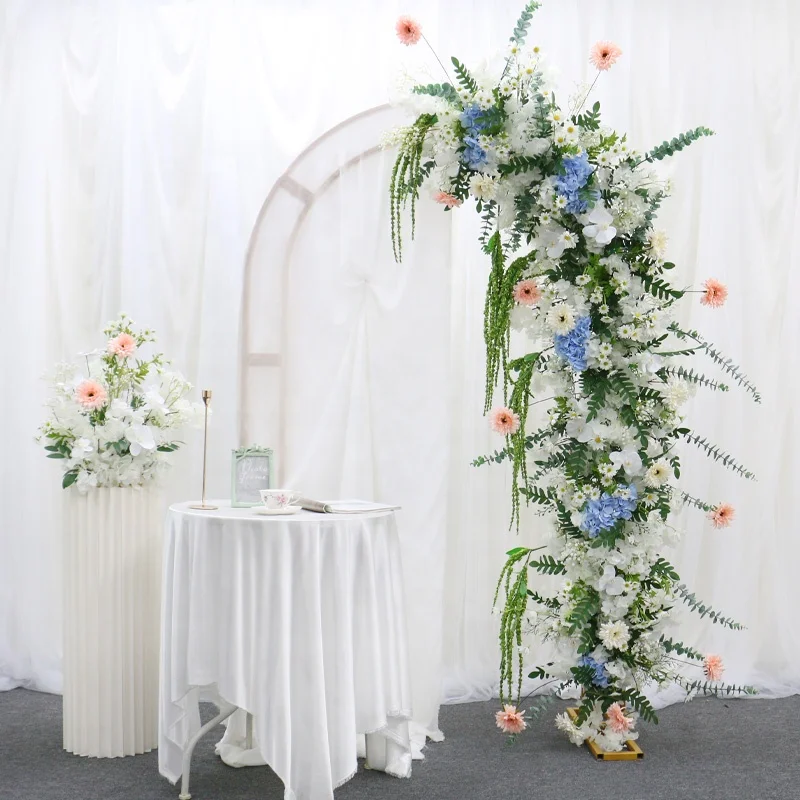 Daisy Gypsophila Orchid Eucalyptus Leaves Wedding Arch Decor Artificial Flower Row Arrangement Event Party Hang Floral