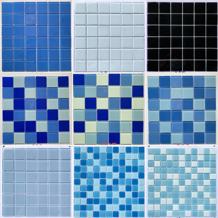 Wholesale Price Outdoor Aqua Green White Blue Iridescent Crystal Glass Swimming Pool Mosaic Tile