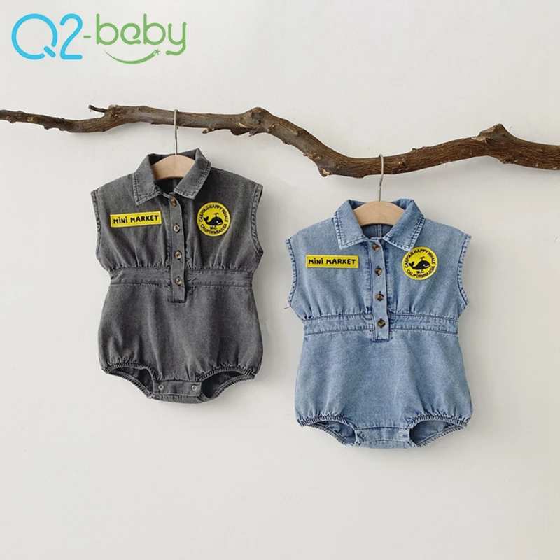 
Summer jumpsuit baby infants trendy wild tooling casual sleeveless baby denim jumpsuit romper baby 3600 