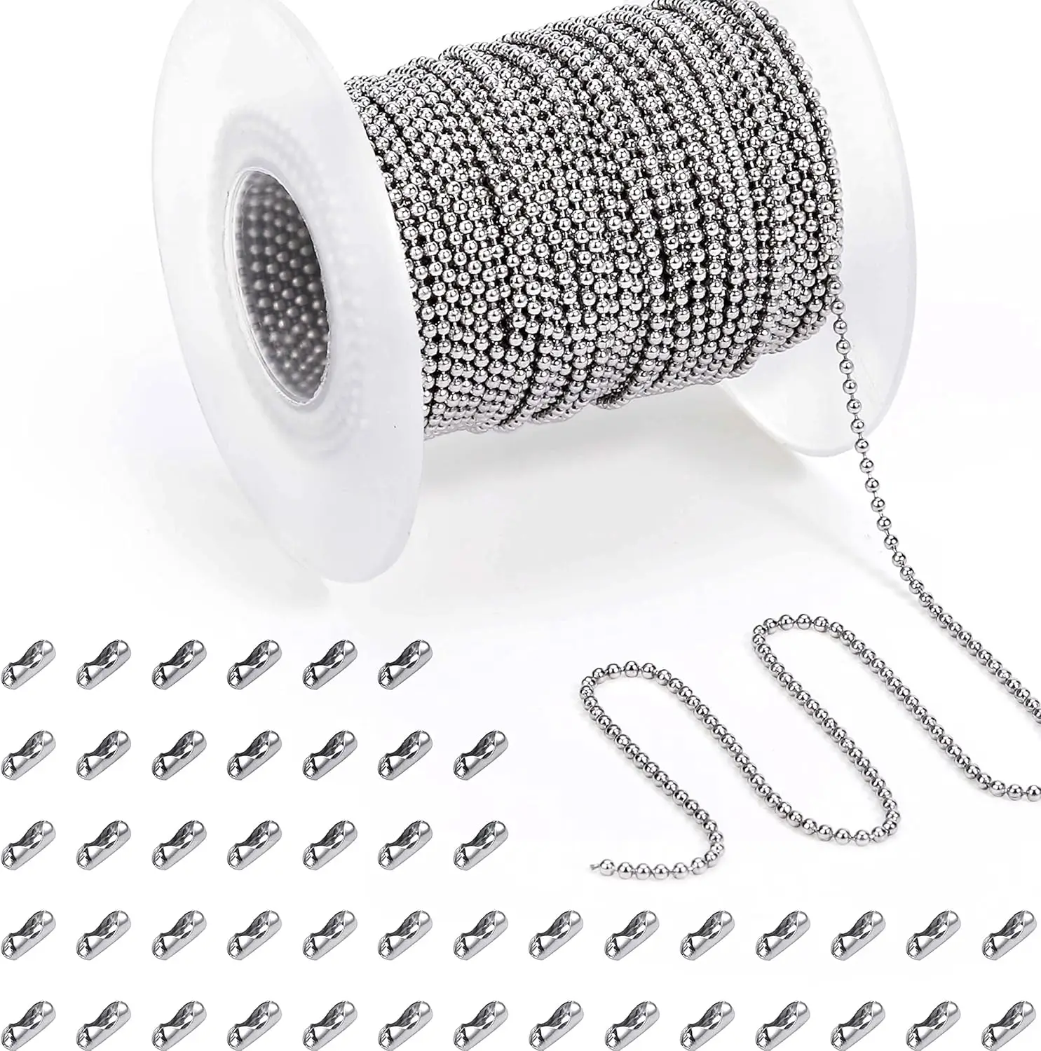 Ewang Factory 3.2mm Necklace Chains Iron Ball Chain Ball Beaded Chain for DIY Craft Making