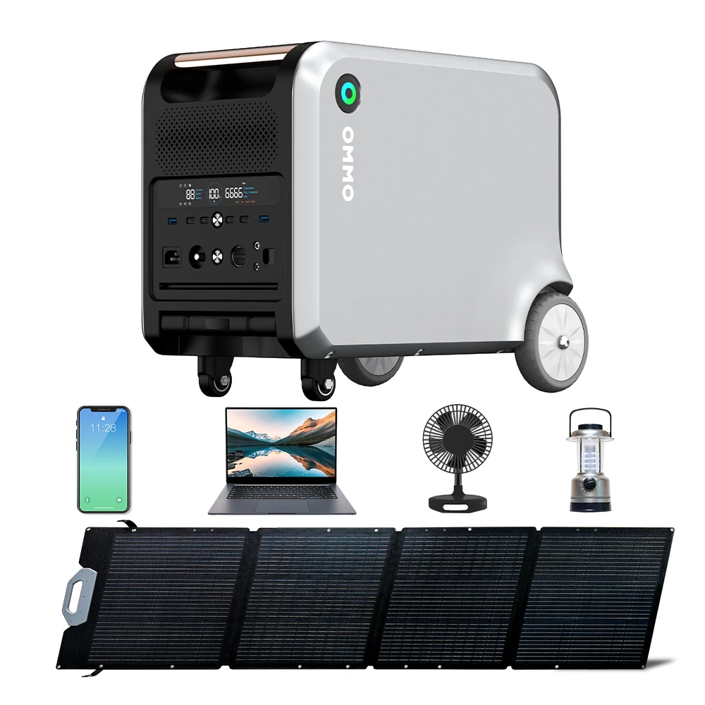 Portable 2400W Solar Generator Power Bank AC Solar Panel Charging with MPPT Controller and Jump Starter for Outdoor Activities
