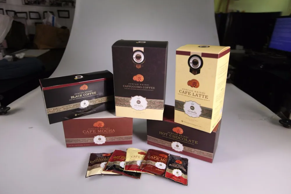 Mushroom Instant Coffee Mix Ganoderma Lucidum Reishi Powder 3 in 1 Bag OEM Box Packing