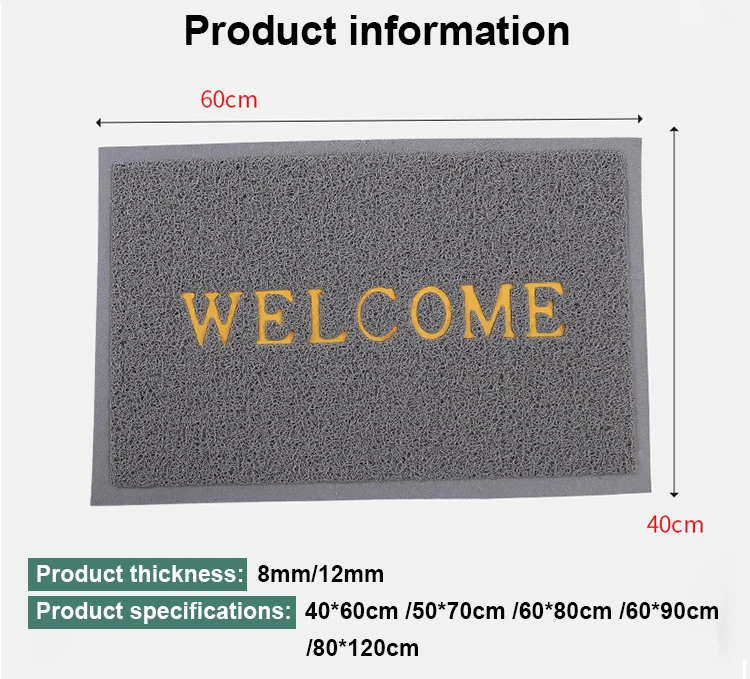 Modern polyester pvc washable store shop floor large welcome external entrance door mats