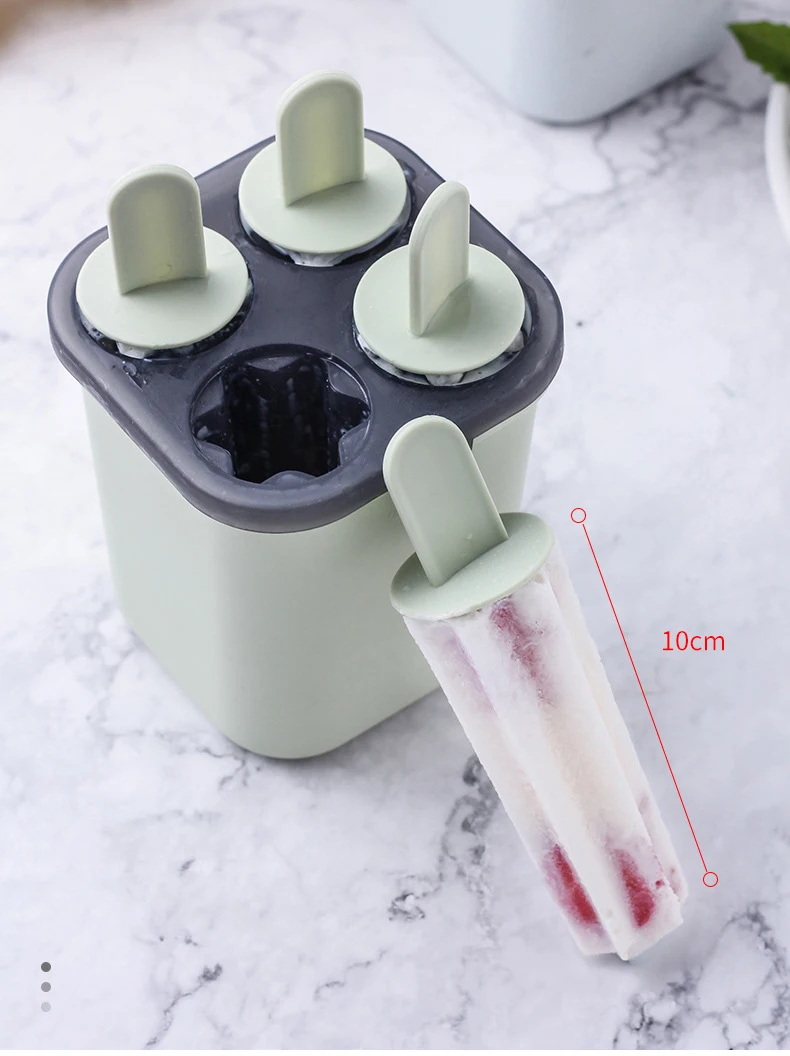 Round 4 Pieces Homemade Ice Cream Mold Ice Lolly Colorful PP Plastic Popsicle Mould
