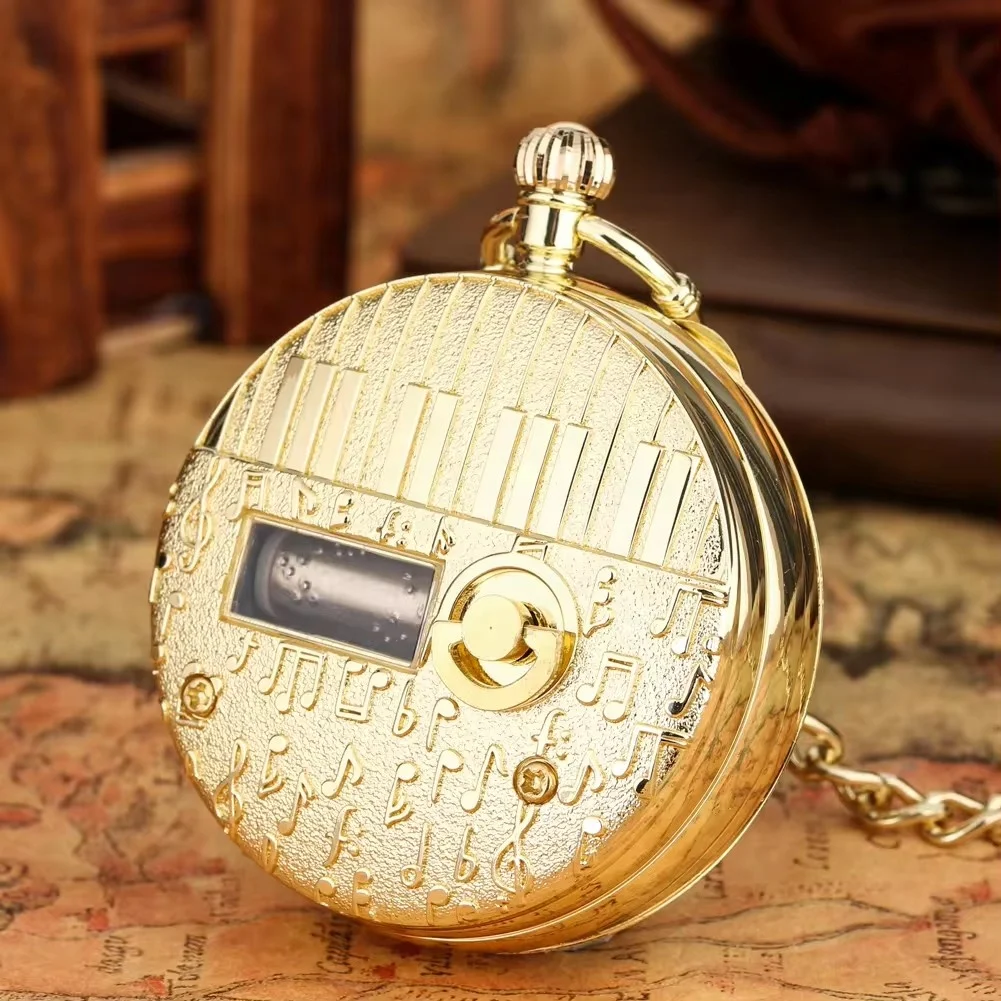 Unique Octopus Design Playing Song Music Quartz Pocket Watch With Chain Analog Pocket Clock Gifts for Kids