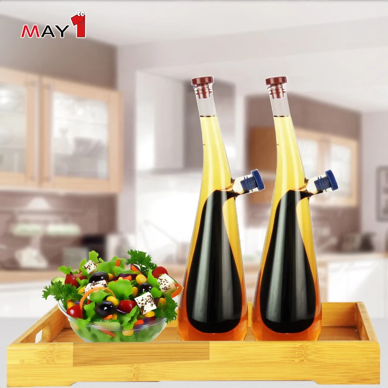 Hot Sale Kitchen Gadgets Storage Glass Vinegar Pot Soy Sauce Container 2 in 1 Oil
