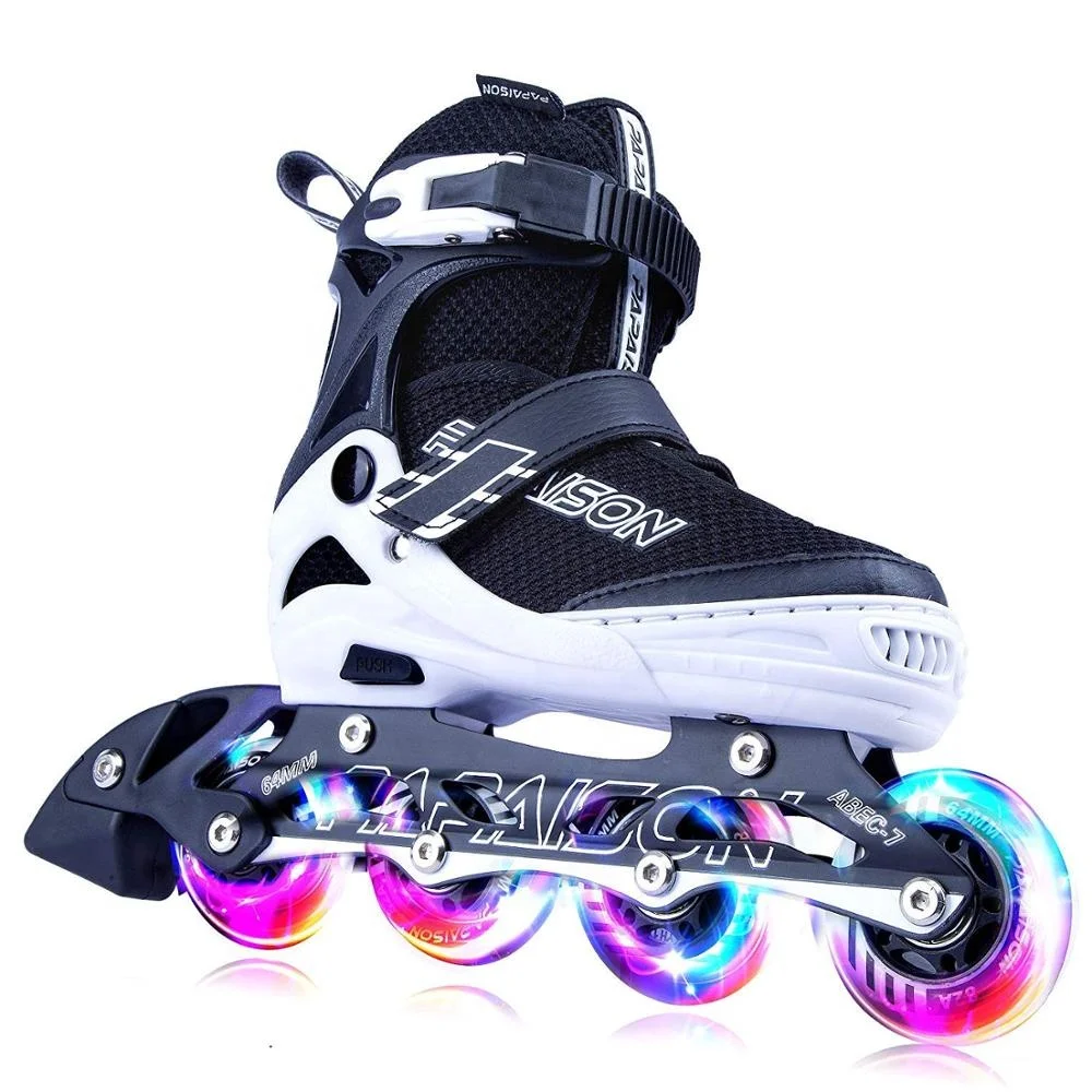 Amazon best seller  brand adjustable plus size purple flashing roller inline skates shoes