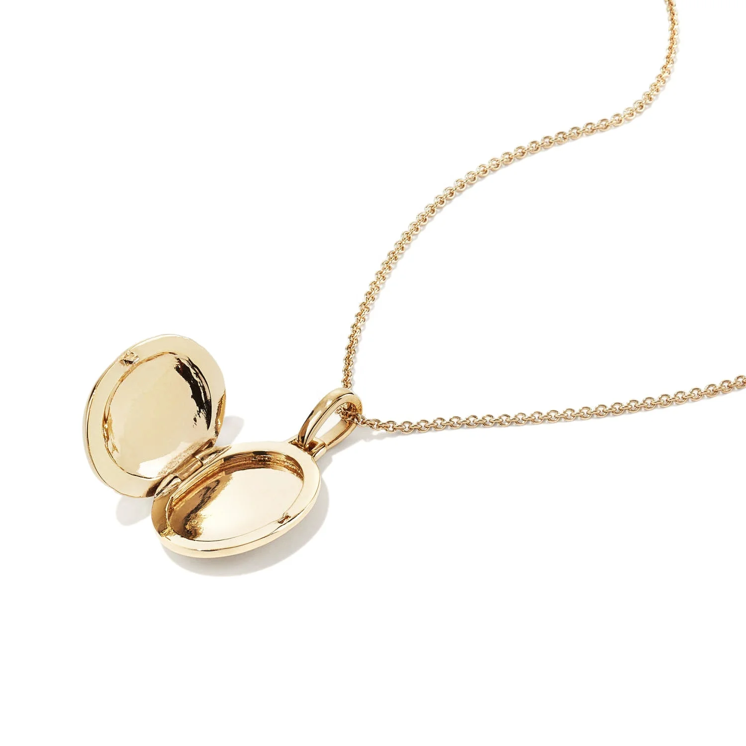 Custom 925 Sterling Silver Jewelry 18K Gold Plated Bale Box Locket Oval Croissant Pendant Photo Engrave Logo Open Necklace