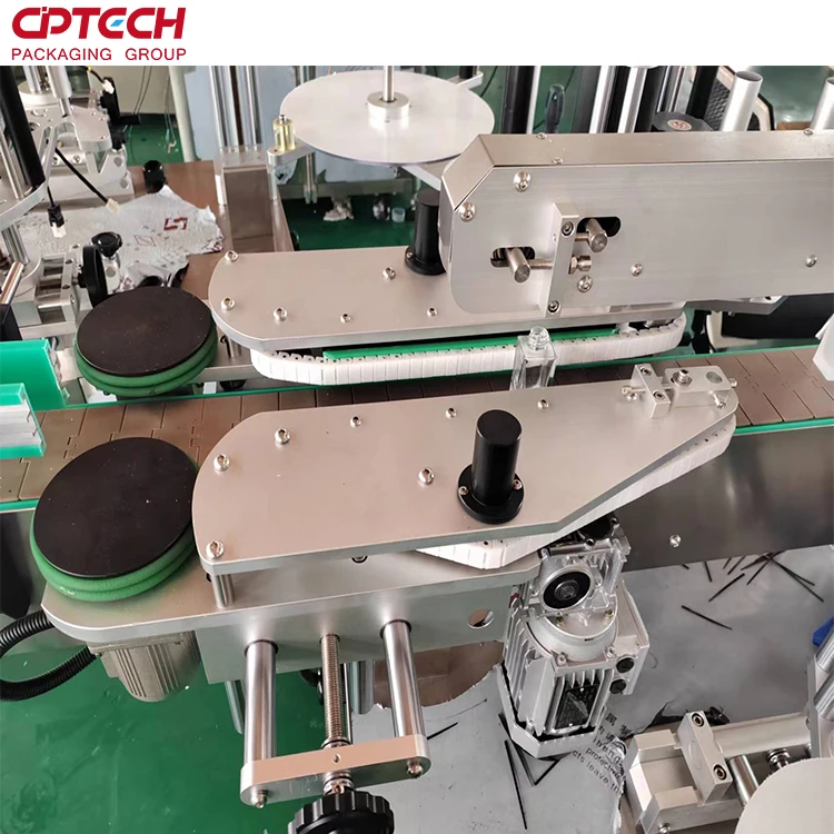 Full auto round juice bottle two stickers filling capping labeling applicator