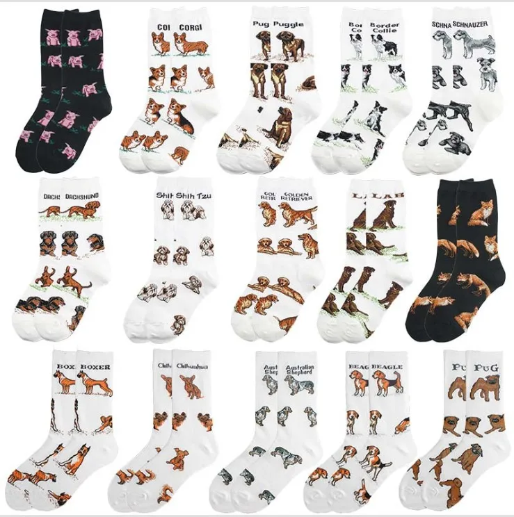 All Kinds Of Dogs Funny Socks Women Kawaii Harajuku Puggle  Cute Socks